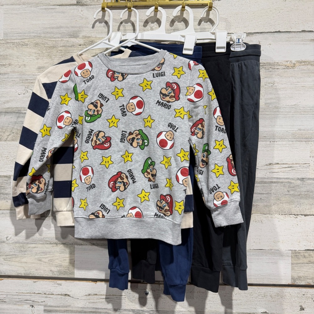 Boys 6-7 H&M Mario Bundle Basics Sweatshirt Jogger Stripe Gamer